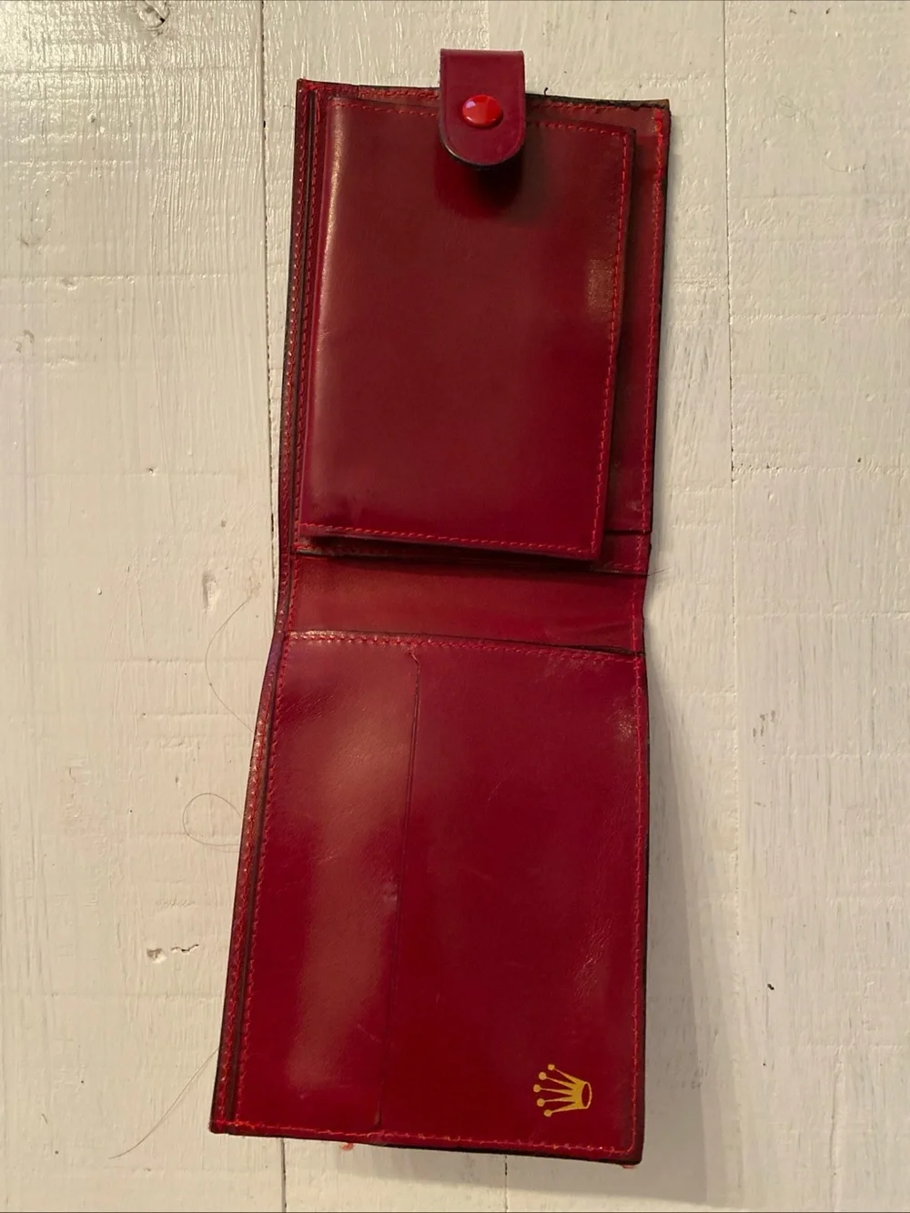 Rolex VTG  Geneva Red Oxblood Leather Wallet Men’s Bifold